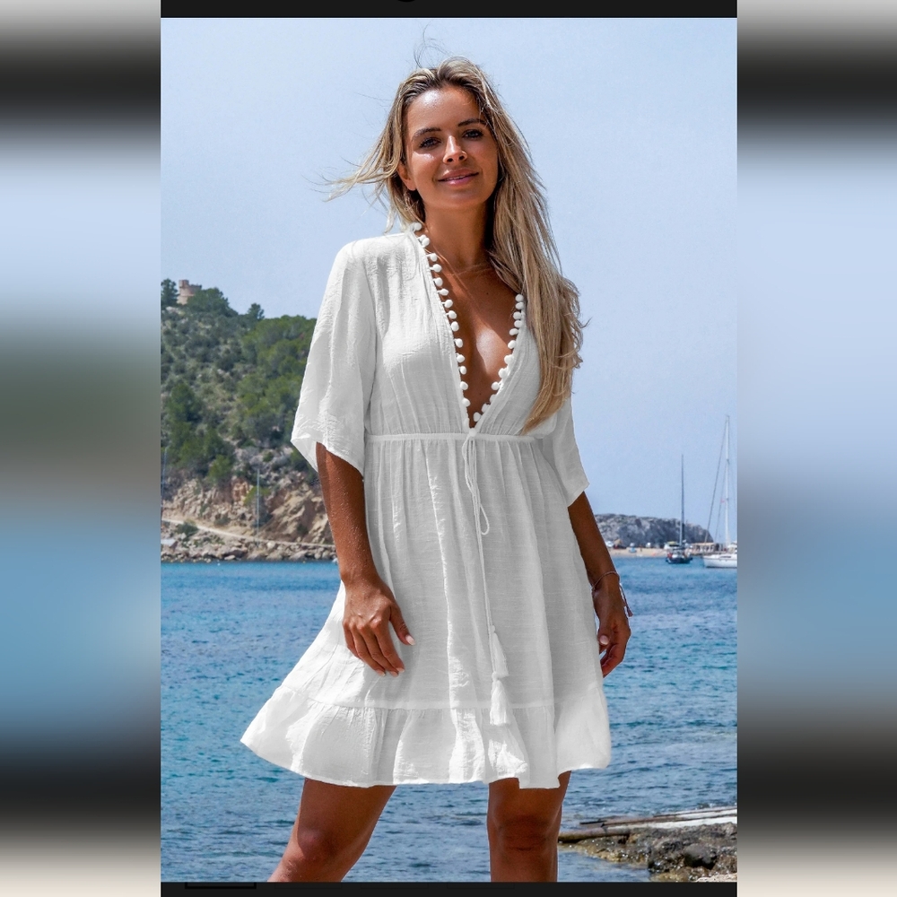 Cupshe Pom Pom Tassel Tie Cover-up